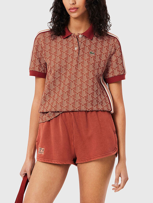 Dark blue polo shirt with monogram print - 1