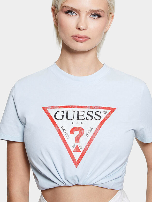 Blue T-shirt with logo print - 4