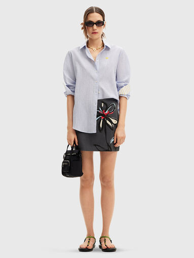 Grey mini skirt with floral print - 5