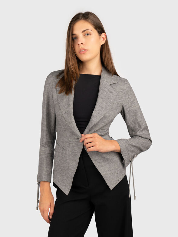 Linen blazer with accent sleeves - 1
