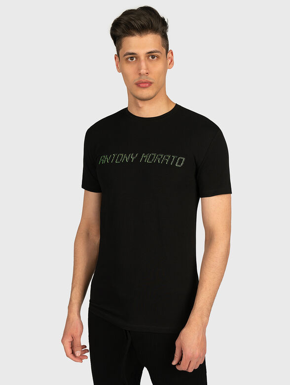 Black t-shirt with logo lettering - 1