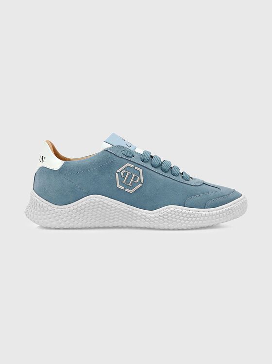 Велурени спортни обувки в син цвят - 1