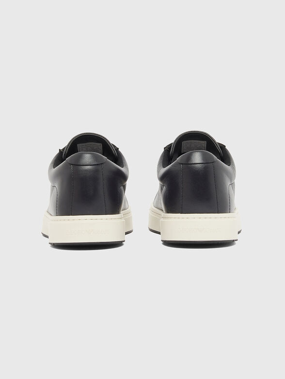 Dark blue leather sneakers - 3