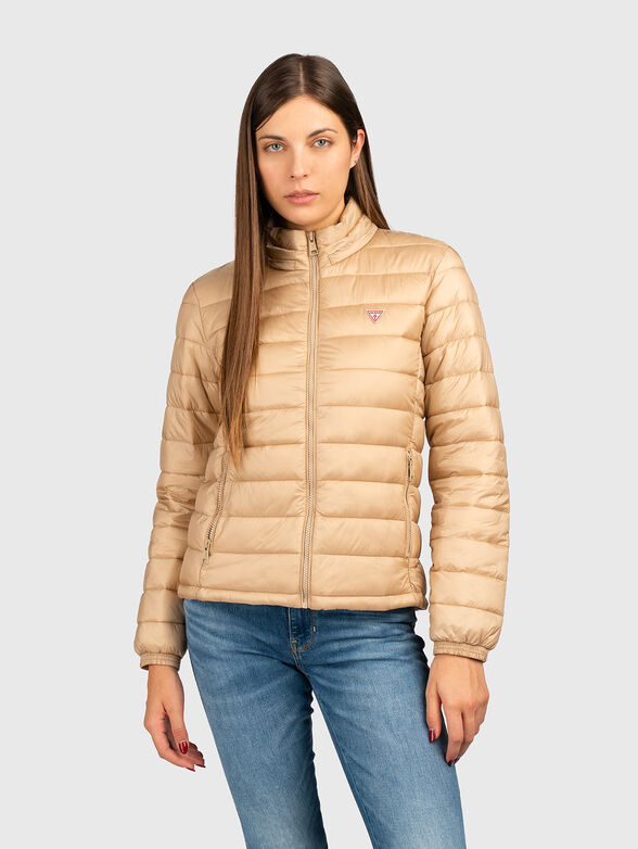 Transitional jacket with quilted effect in beige - 1
