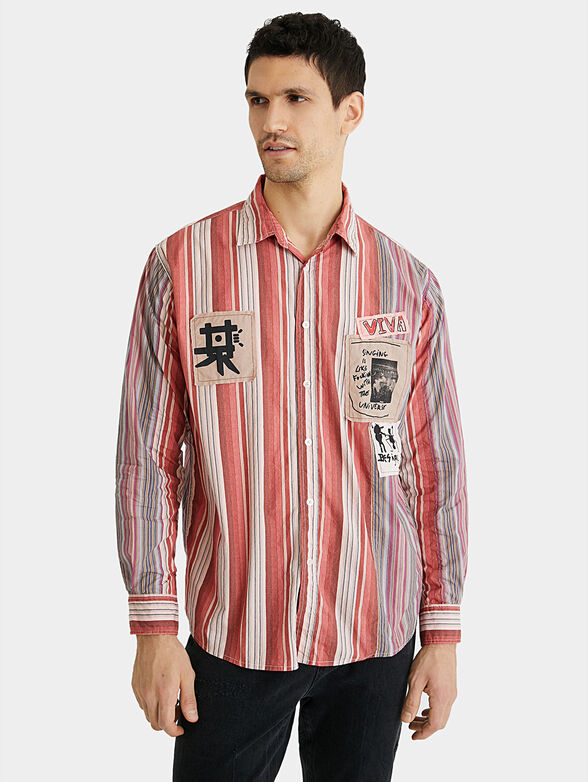 Cotton shirt with patch messages - 1