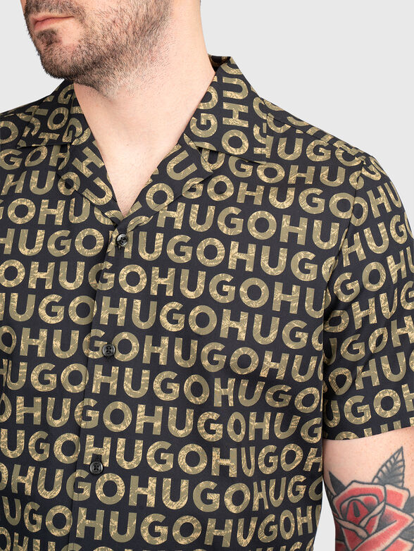 Cotton shirt with monogram logo print - 4