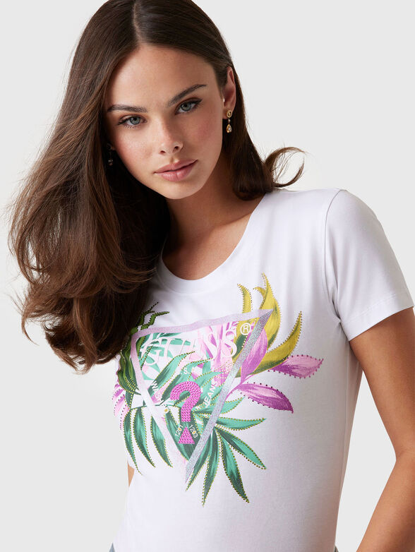 Slim cotton T-shirt with floral print - 4