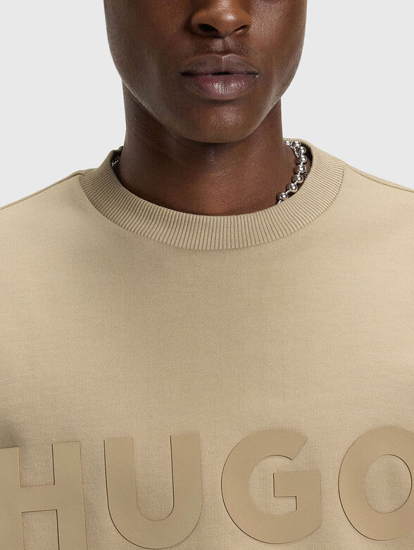 Cotton sweatshirt with oval neckline and accent logo - 4