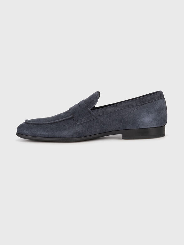 Suede dark blue loafers - 4