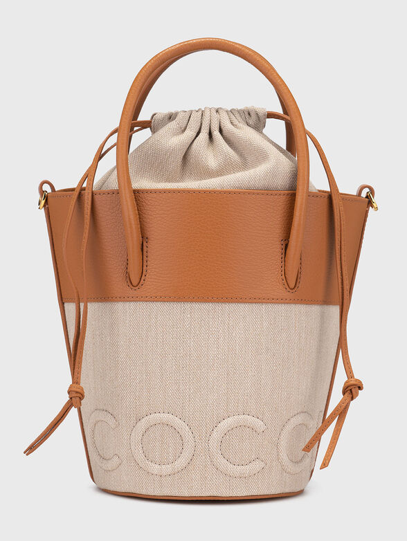 Leather and textile bucket bag - 3