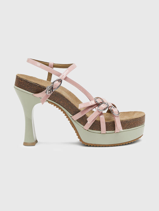 Heeled sandals with buckles