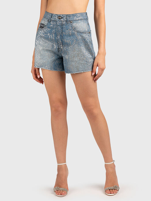 Denim shorts with silver effect