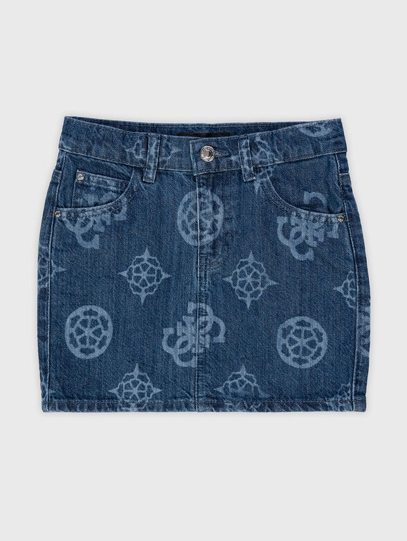Denim skirt with monogram logo print - 1
