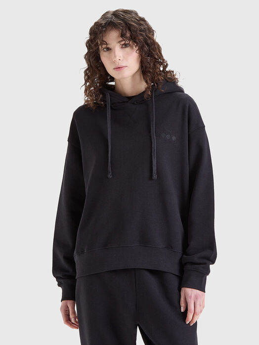 Hooded black sweatshirt with logo detail