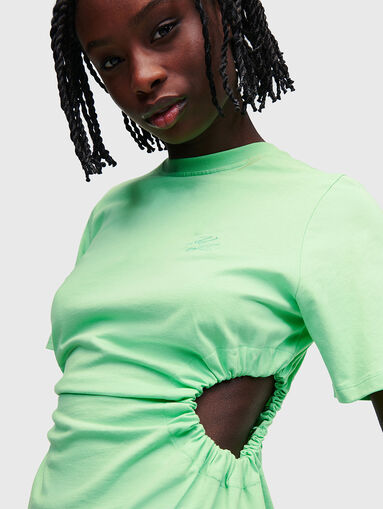 JERSEY black mini dress with cutout element - 4