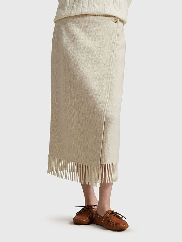 Midi wool skirt with fringes - 1