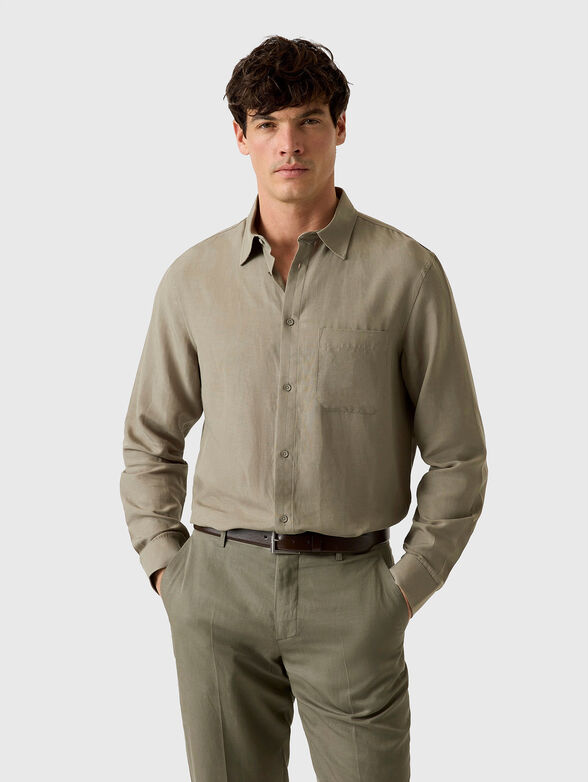 Liocell and linen shirt with long sleeves - 1
