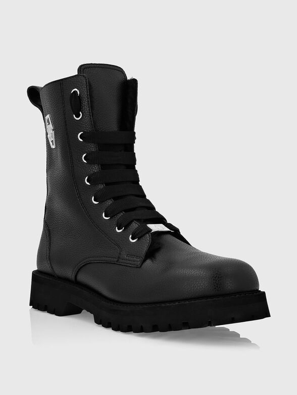 Leather boots with logo accent - 2