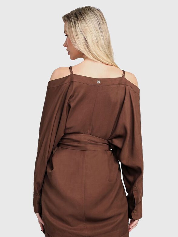 GRETA blouse with waist belt in linen blend - 3