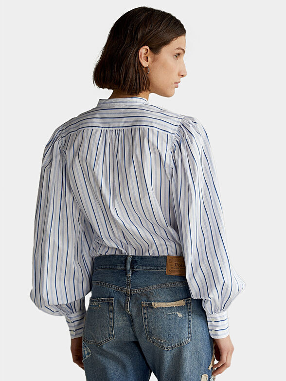 Cotton striped shirt with buffan sleeves - 4