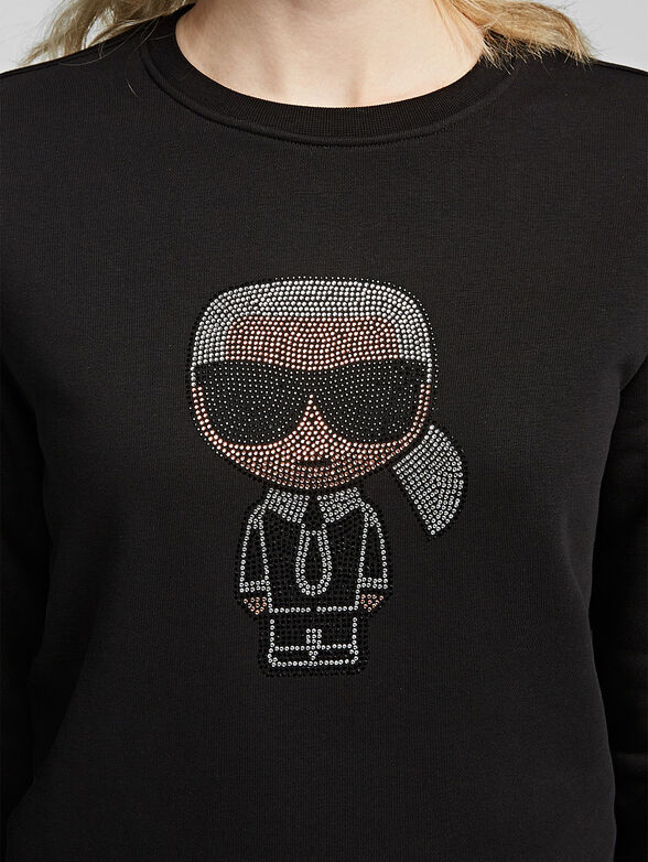 IKONIK Black sweatshirt with rhinestone logo print - 2