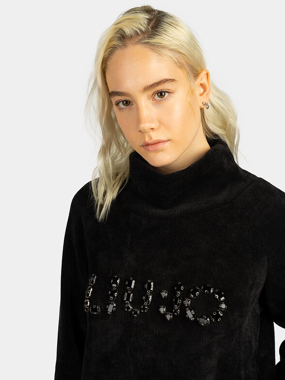 Turtleneck dress with gemstones logo accent - 4