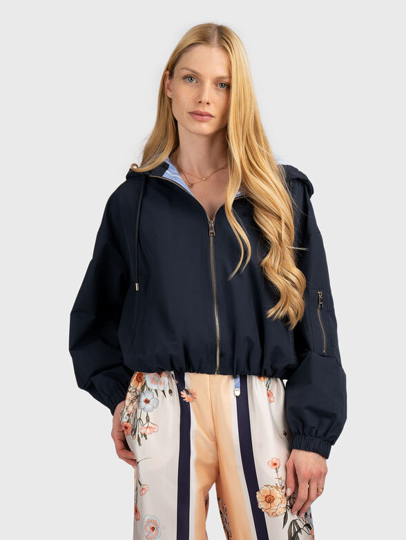 Cotton blend jacket with hood and zip - 1