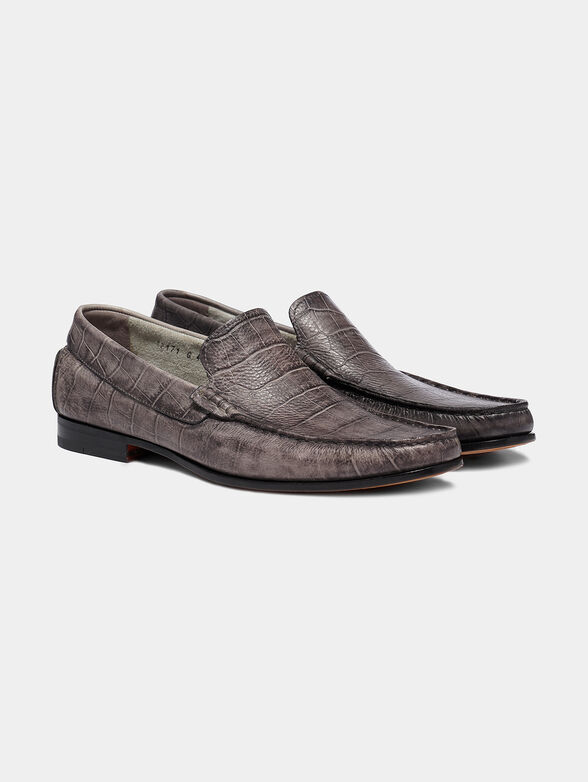 Leather moccasins with crocodile print - 2