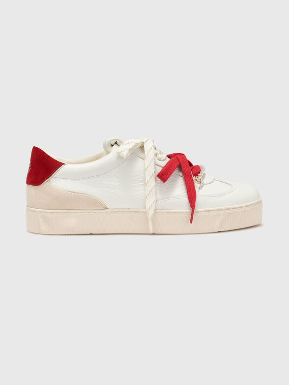 Leather sneakers with accent laces - 1