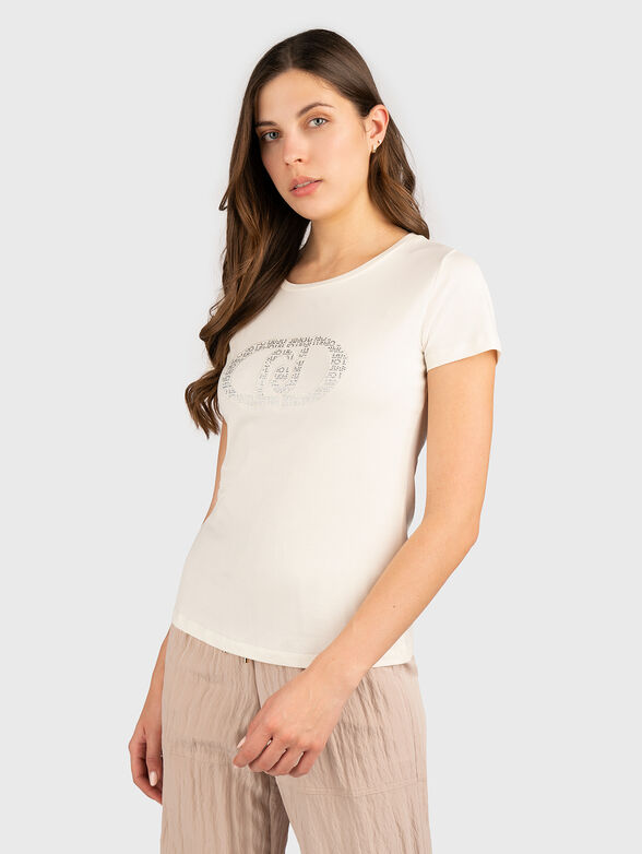 Cotton T-shirt with rhinestones - 1