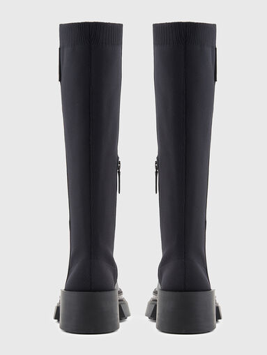 Genuine leather boots with appliqu&eacute;d crystals - 3