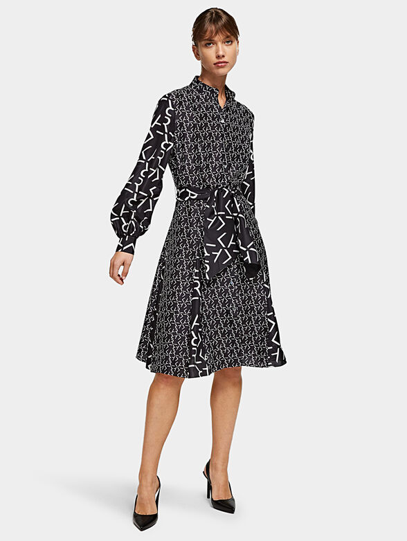 Silk dress with logo print - 1