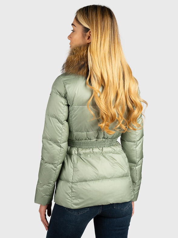Padded jacket with faux fur collar in beige color - 3