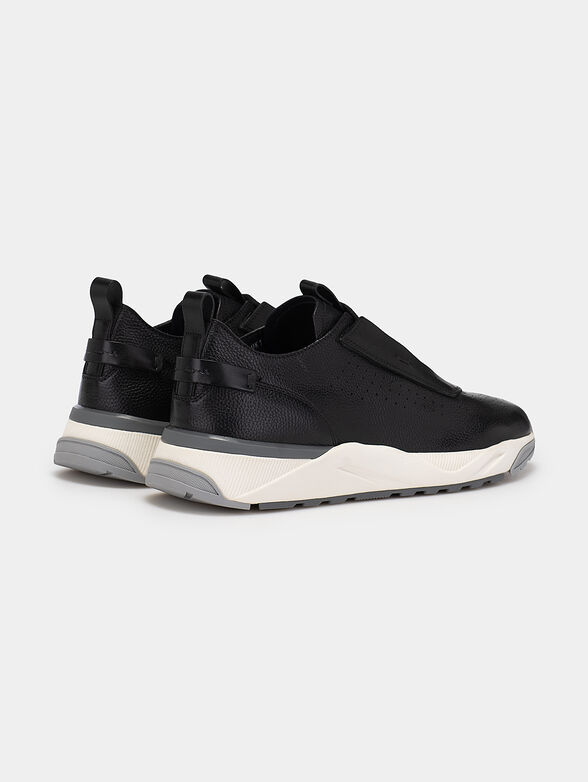 Leather sneakers in black color - 2