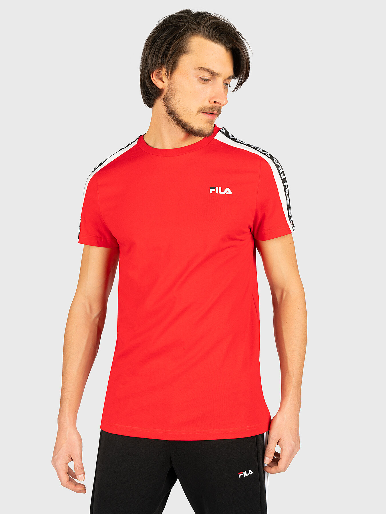 Black and hotsell red fila shirt