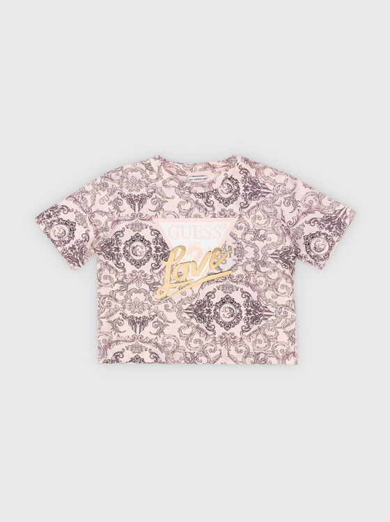 Cropped T-shirt with floral print - 1