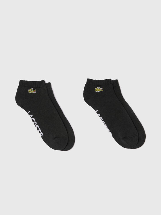 Комплект от два чифта черни чорапи с лого - 1