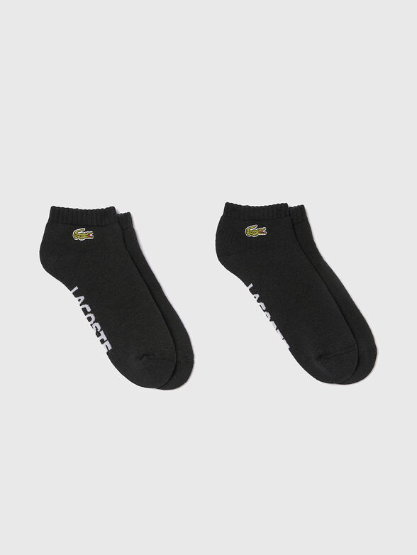 Set of two pairs of black socks with logo - 1