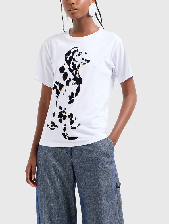 White T-shirt with contrasting print - 0