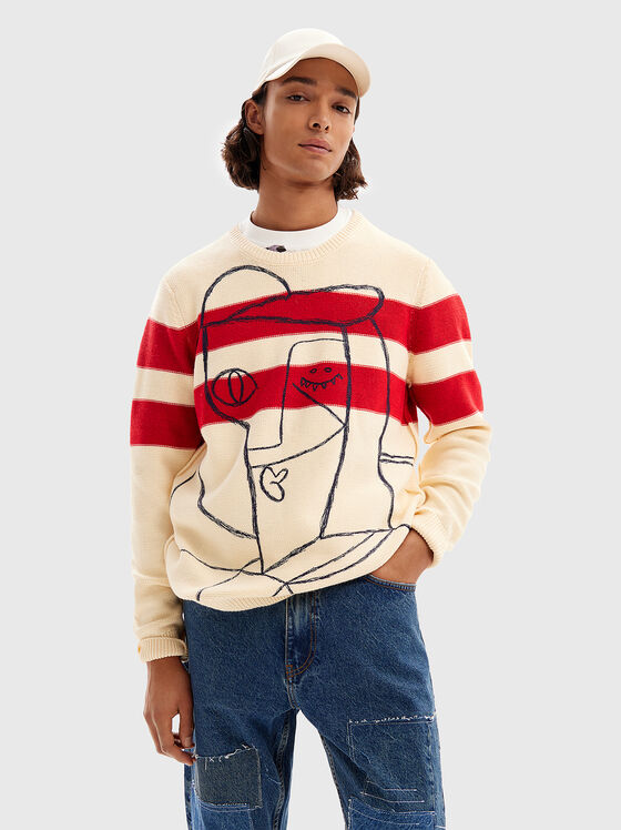 Sweater with contrast art design - 1