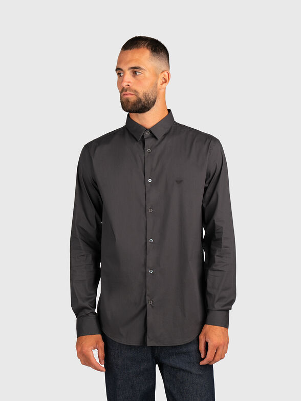 Black shirt with logo embroidery - 1