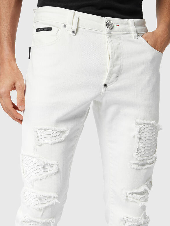 Blue slim jeans with snake accents  - 3