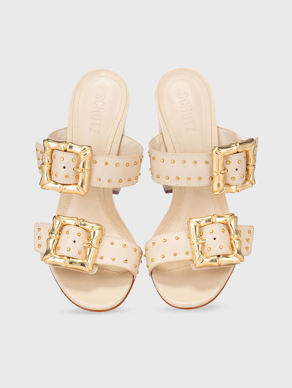 Heeled slippers with eyelets - 6