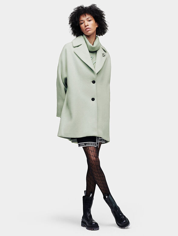 Wool coat with pleated back - 1