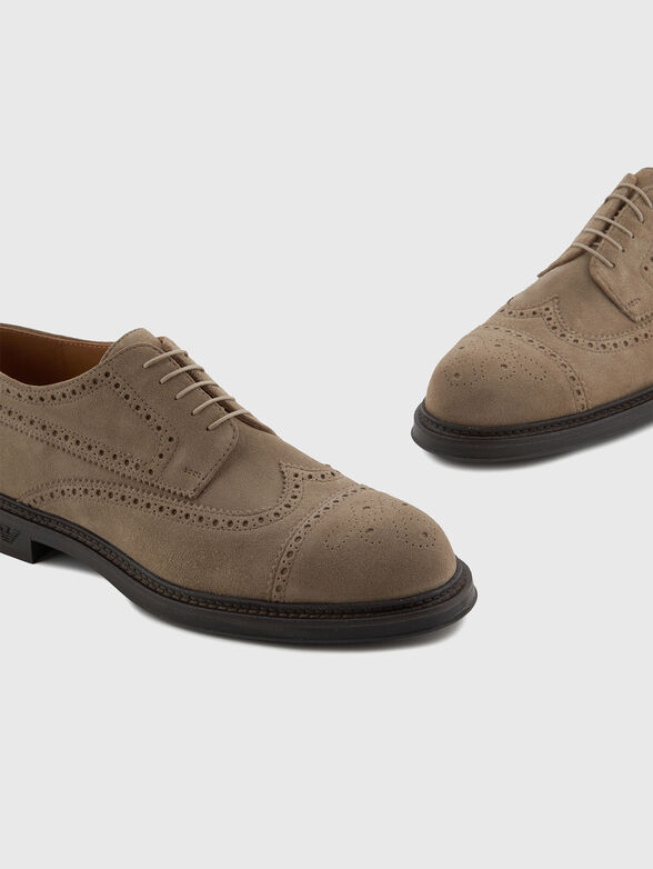 Suede Derby shoes with brogue perforations - 4