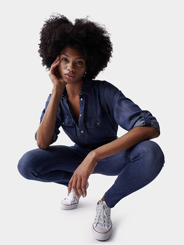 Blue shirt with snap buttons - 5