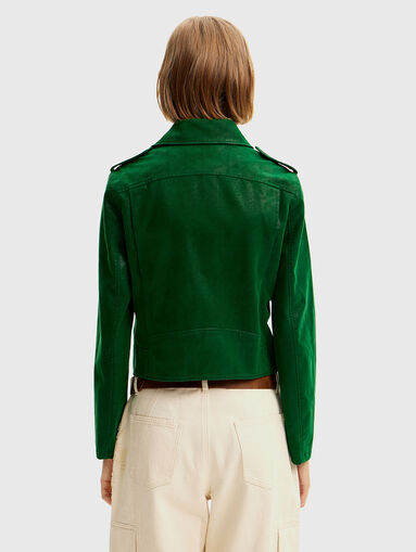 Green biker jacket in eco leather - 3