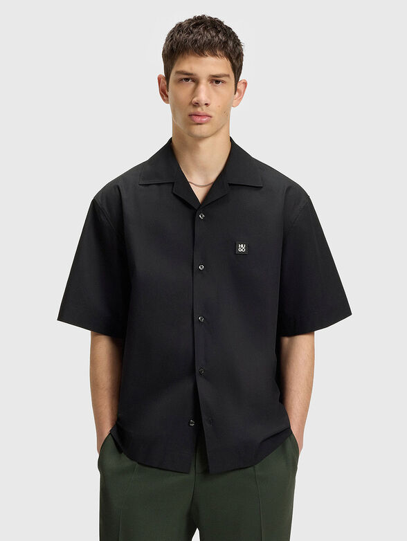 Short sleeved cotton shirt with logo - 1