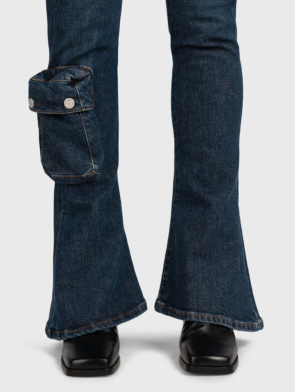 Blue five pocket cargo jeans - 4