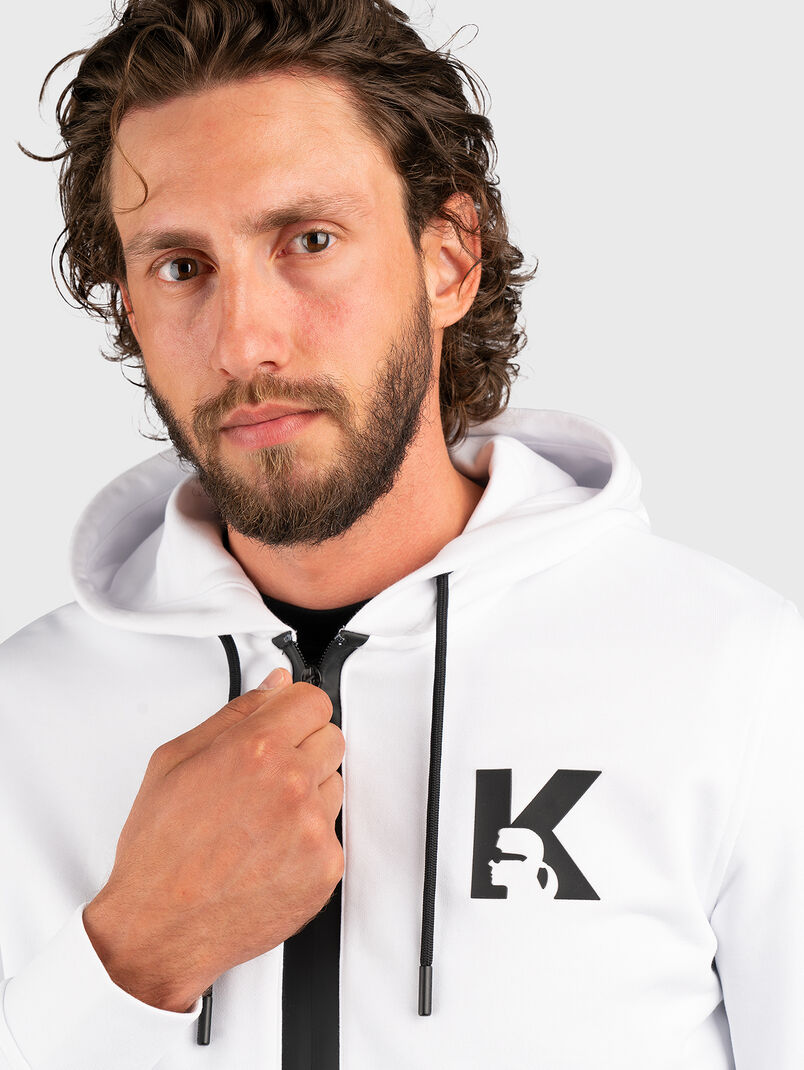 White sweatshirt with contrast zip and logo - 3